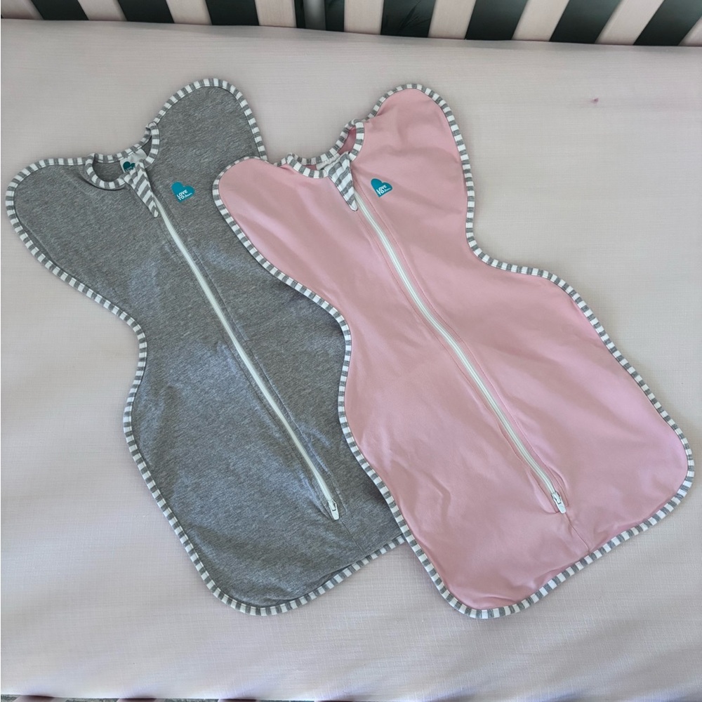 Love to dream Pink and Gray Two-Pack Swaddle Sleep Sacks